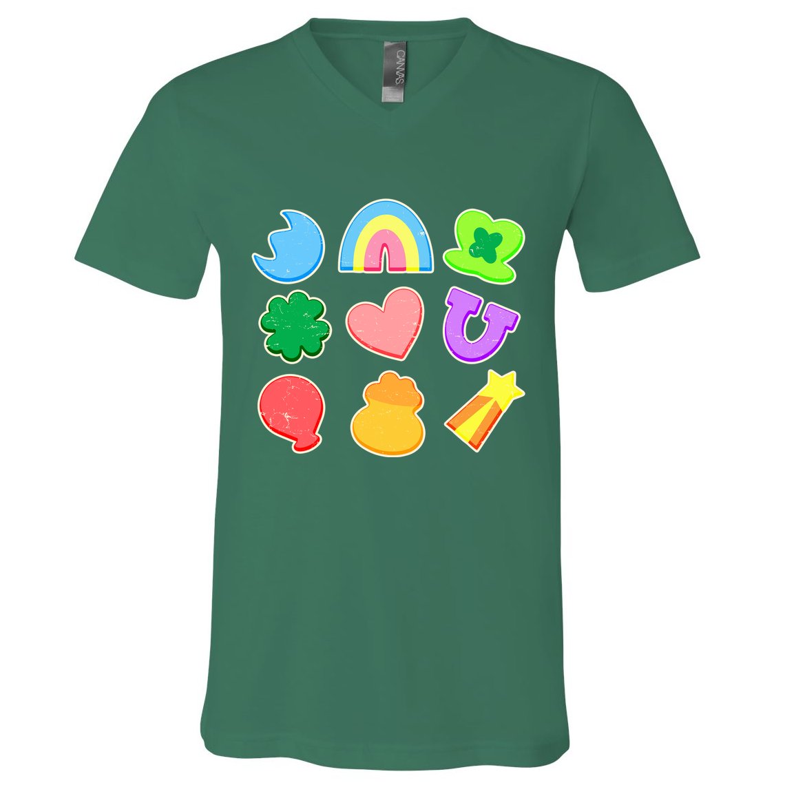 Cute St Patricks Day Marshmallow Shapes V-Neck T-Shirt