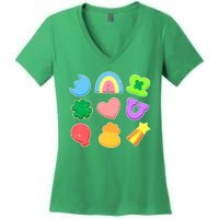 Cute St Patricks Day Marshmallow Shapes Women's V-Neck T-Shirt