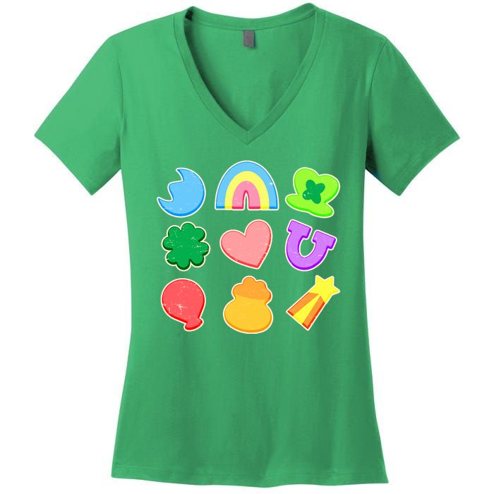 Cute St Patricks Day Marshmallow Shapes Women's V-Neck T-Shirt