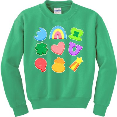 Cute St Patricks Day Marshmallow Shapes Kids Sweatshirt