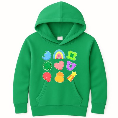 Cute St Patricks Day Marshmallow Shapes Kids Hoodie
