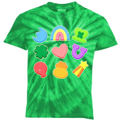 Cute St Patricks Day Marshmallow Shapes Kids Tie-Dye T-Shirt