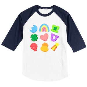 Cute St Patricks Day Marshmallow Shapes Baseball Sleeve Shirt