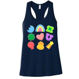 Cute St Patricks Day Marshmallow Shapes Women's Racerback Tank