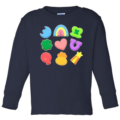 Cute St Patricks Day Marshmallow Shapes Toddler Long Sleeve Shirt