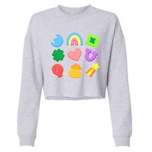 Cute St Patricks Day Marshmallow Shapes Cropped Pullover Crew