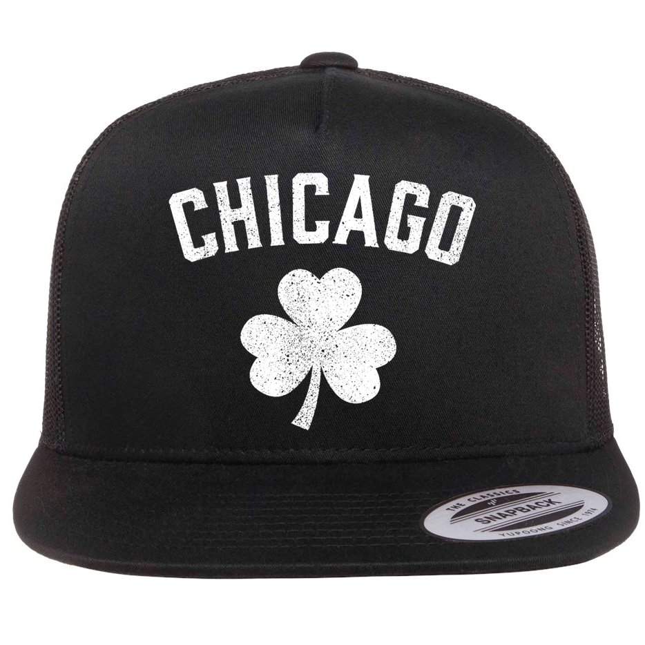 Chicago, St Patrick's Day Patty's Day Shamrock Tee Flat Bill Trucker Hat