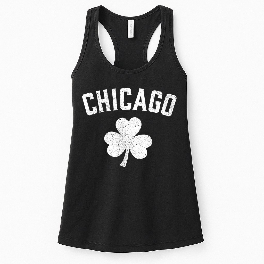 Chicago, St Patrick's Day Patty's Day Shamrock Tee Womens Tank Top