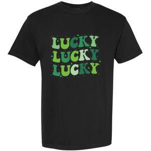 Cute St Patricks Day Lucky Retro Groovy Green Shamrock Garment-Dyed Heavyweight T-Shirt