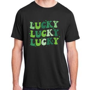 Cute St Patricks Day Lucky Retro Groovy Green Shamrock Adult ChromaSoft Performance T-Shirt