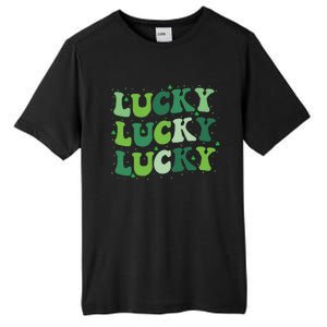 Cute St Patricks Day Lucky Retro Groovy Green Shamrock Tall Fusion ChromaSoft Performance T-Shirt