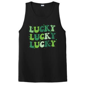 Cute St Patricks Day Lucky Retro Groovy Green Shamrock PosiCharge Competitor Tank