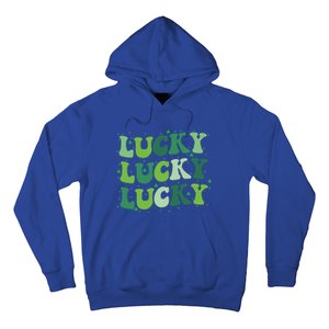 Cute St Patricks Day Lucky Retro Groovy Green Shamrock Hoodie