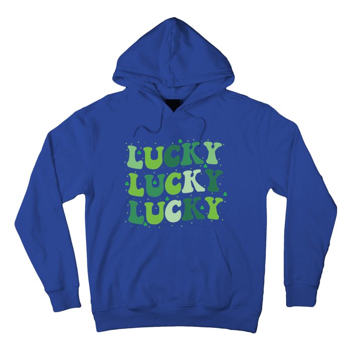 Cute St Patricks Day Lucky Retro Groovy Green Shamrock Hoodie