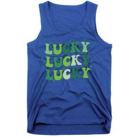 Cute St Patricks Day Lucky Retro Groovy Green Shamrock Tank Top