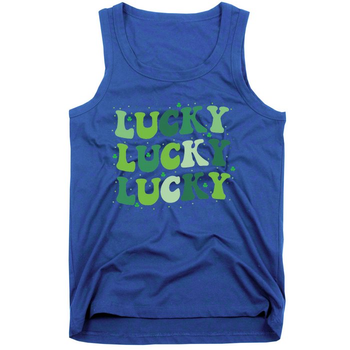 Cute St Patricks Day Lucky Retro Groovy Green Shamrock Tank Top