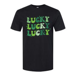 Cute St Patricks Day Lucky Retro Groovy Green Shamrock Softstyle CVC T-Shirt