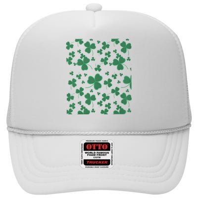 Clover St PatrickS Day Lucky Shamrocks High Crown Mesh Back Trucker Hat