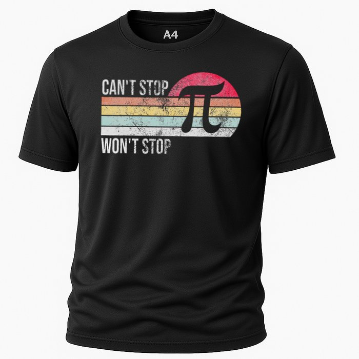 Can't Stop Pi Won't Stop Pi Day Math Vintage Retro Cooling Performance Crew T-Shirt