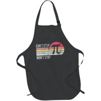 Can't Stop Pi Won't Stop Pi Day Math Vintage Retro Full-Length Apron With Pockets