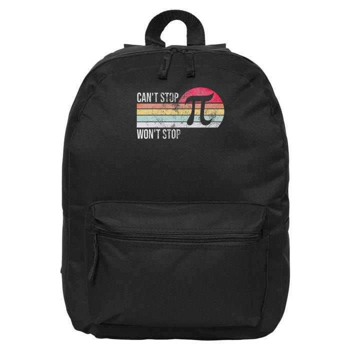 Can't Stop Pi Won't Stop Pi Day Math Vintage Retro 16 in Basic Backpack