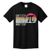 Can't Stop Pi Won't Stop Pi Day Math Vintage Retro Kids T-Shirt