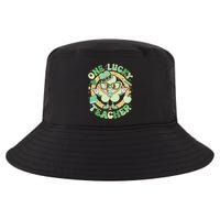 Cute St Patricks Day One Lucky Teacher Retro Cartoon Shamrock Clover Cool Comfort Performance Bucket Hat