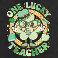 Cute St Patricks Day One Lucky Teacher Retro Cartoon Shamrock Clover Cool Comfort Performance Bucket Hat