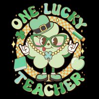 Cute St Patricks Day One Lucky Teacher Retro Cartoon Shamrock Clover 16 in Basic Backpack