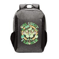 Cute St Patricks Day One Lucky Teacher Retro Cartoon Shamrock Clover Vector Backpack