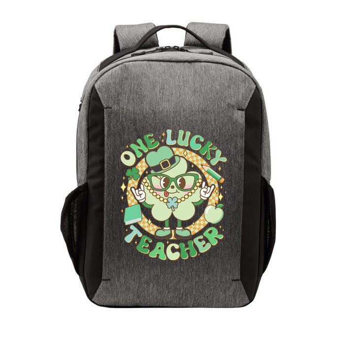 Cute St Patricks Day One Lucky Teacher Retro Cartoon Shamrock Clover Vector Backpack