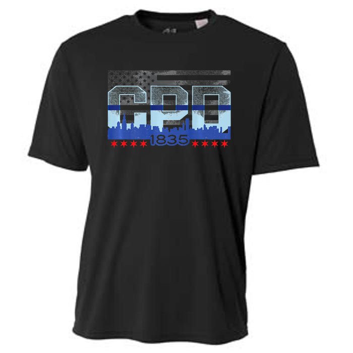 Chicago Skyline Police Vintage Cpd Cooling Performance Crew T-Shirt