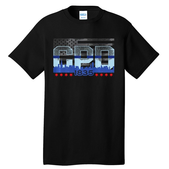 Chicago Skyline Police Vintage Cpd Tall T-Shirt