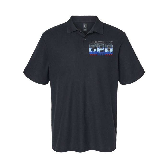 Chicago Skyline Police Vintage Cpd Softstyle Adult Sport Polo