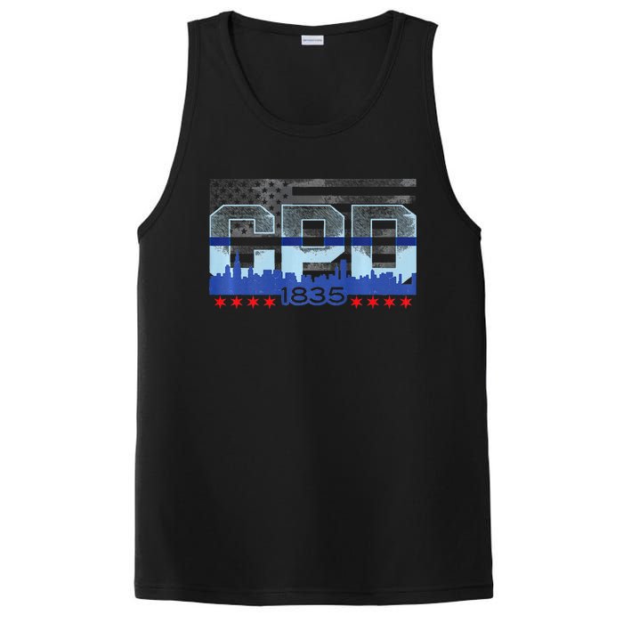 Chicago Skyline Police Vintage Cpd PosiCharge Competitor Tank