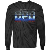 Chicago Skyline Police Vintage Cpd Tie-Dye Long Sleeve Shirt