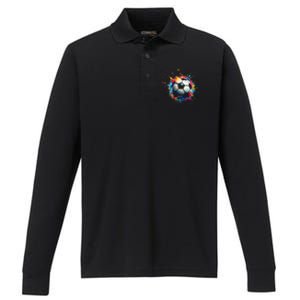 Cool Soccer Player Sport Performance Long Sleeve Polo