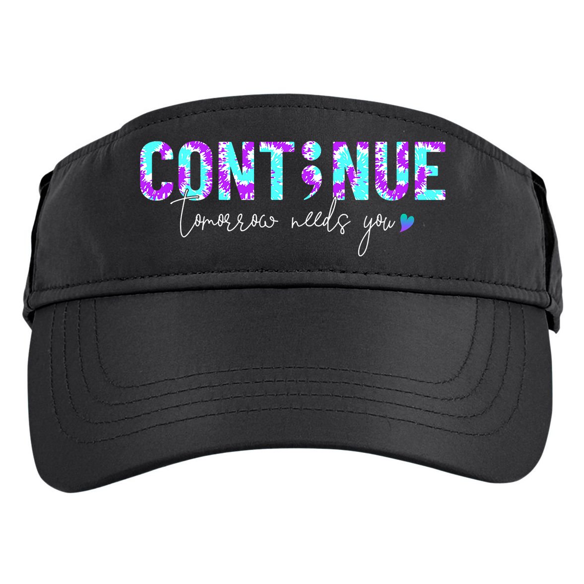 Continue Suicide Prevention Awareness Tie Dye Semicolon Adult Drive Performance Visor