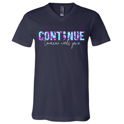 Continue Suicide Prevention Awareness Tie Dye Semicolon V-Neck T-Shirt