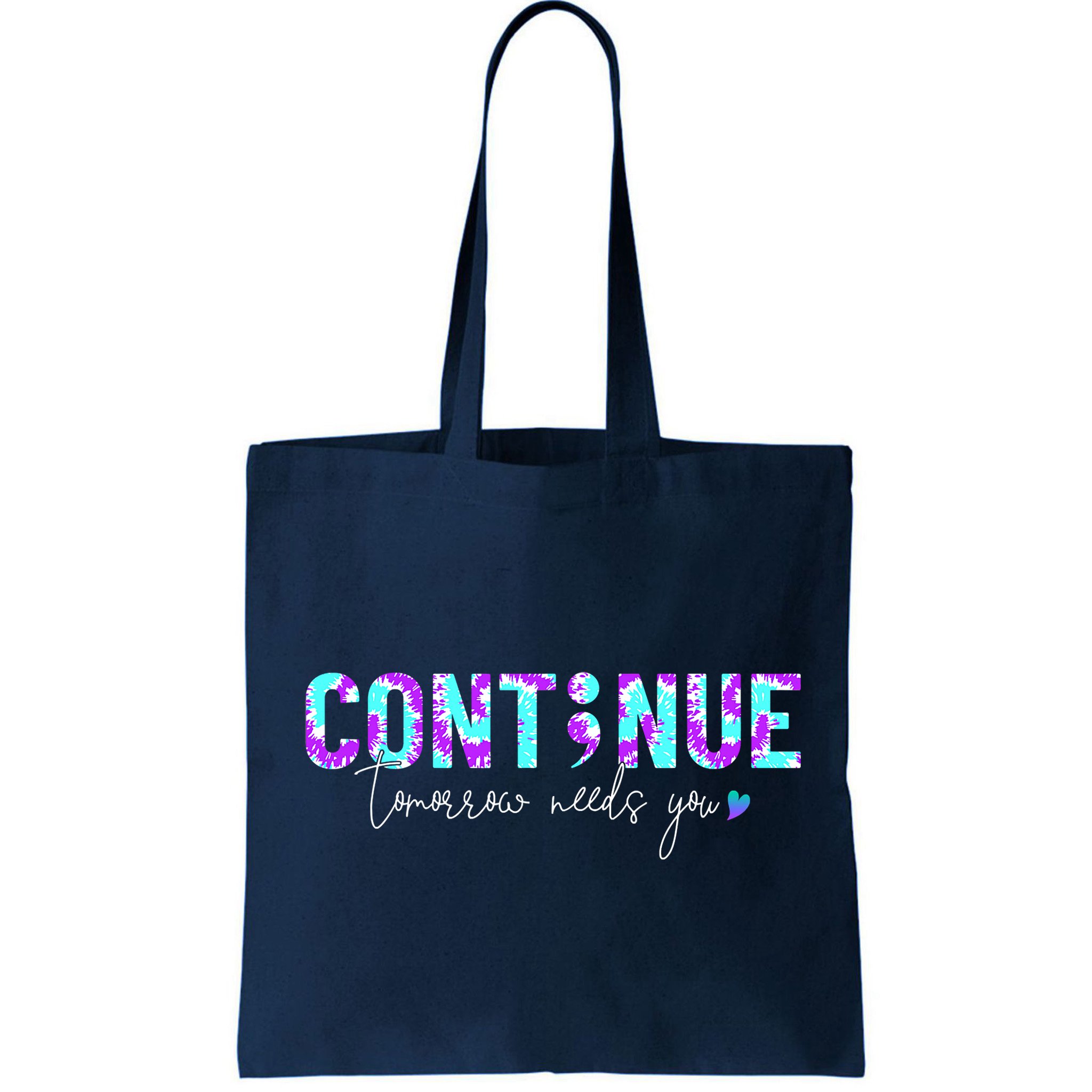 Continue Suicide Prevention Awareness Tie Dye Semicolon Bag