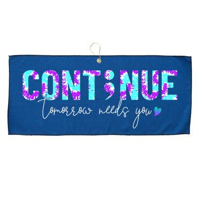Continue Suicide Prevention Awareness Tie Dye Semicolon Large Microfiber Waffle Golf Towel