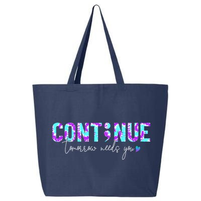 Continue Suicide Prevention Awareness Tie Dye Semicolon 25L Jumbo Tote