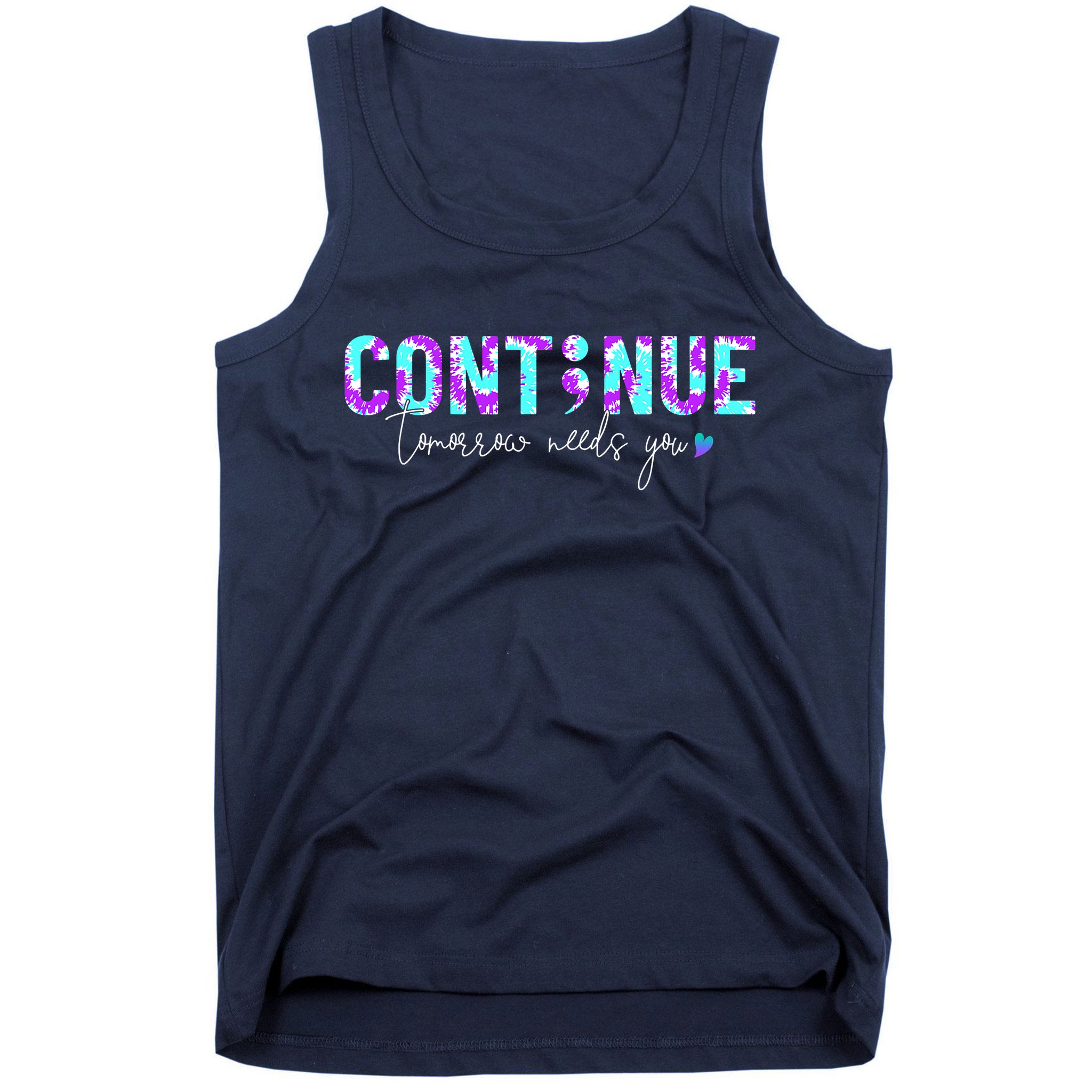 Continue Suicide Prevention Awareness Tie Dye Semicolon Tank Top