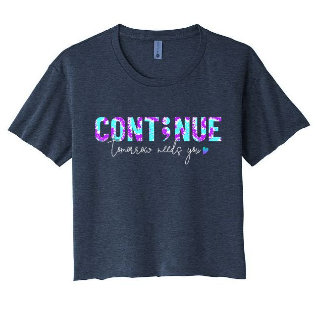 Continue Suicide Prevention Awareness Tie Dye Semicolon Crop Top