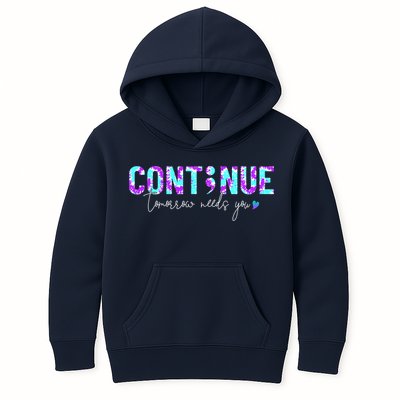 Continue Suicide Prevention Awareness Tie Dye Semicolon Kids Hoodie