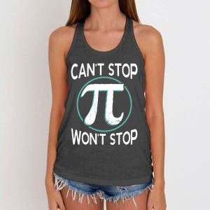 Can't Stop Pi Won't Stop Math Pi Day Meaningful Gift Women's Knotted Racerback Tank