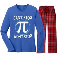 Can't Stop Pi Won't Stop Math Pi Day Meaningful Gift Women's Long Sleeve Flannel Pajama Set 