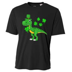 Cute St Patricks Day Dinosaur Shamrock Leprechaun Hat Cooling Performance Crew T-Shirt