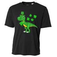 Cute St Patricks Day Dinosaur Shamrock Leprechaun Hat Cooling Performance Crew T-Shirt