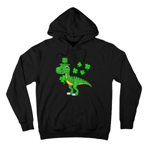 Cute St Patricks Day Dinosaur Shamrock Leprechaun Hat Hoodie